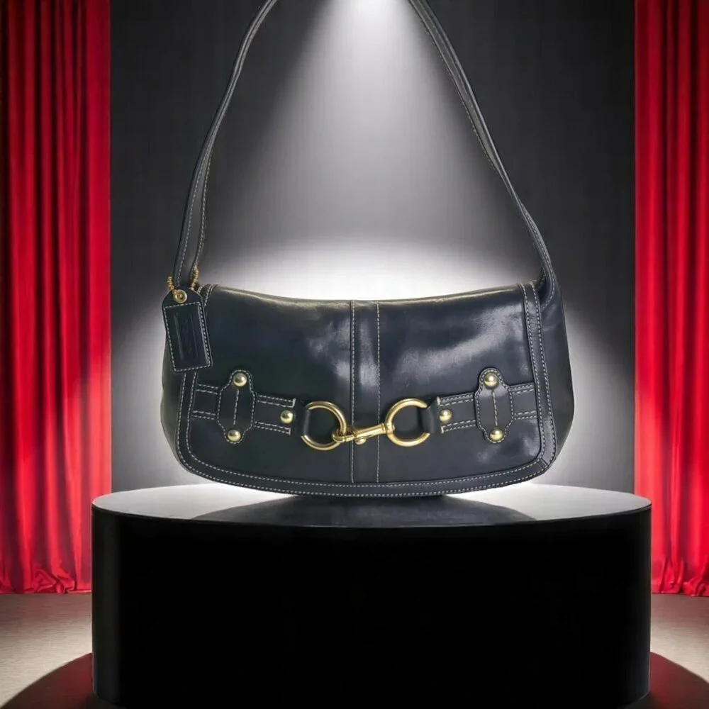 COACH Vintage Ergo Belted Flap Bag in black - Picture 2 of 12